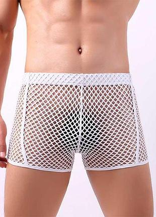 Мужские трусы боксеры в сетку "clever-menmode" - белый - l