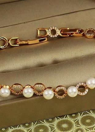 Браслет xuping jewelry чистота с жемчугом 20 см 6 мм золотистый