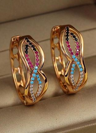 Сережки xuping jewelry колечки делі 2,6 см золотисті