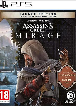 Відеогра, ubisoft, assassin's creed mirage launch edition, фізичне, ps5, 3 літографії, англійська, 18+