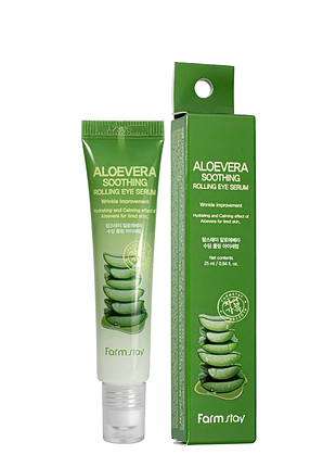 Сыворотка роллер для кожи вокруг глаз с экстрактом алоэ farmstay aloe vera soothing rolling eye serum, 25 мл