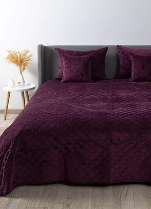 Покрывало теп "velour" 150*210 см (бордо/ромб круглый)