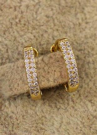 Серьги кольца xuping jewelry с камнями в 2 ряда 1,3 см лимонные