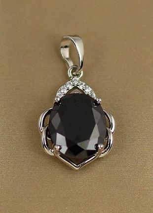 Кулон xuping jewelry сицілія з чорним каменем 1,9 см сріблястий