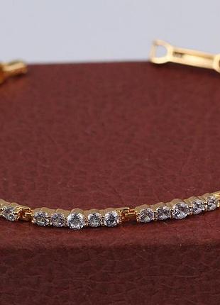 Браслет xuping jewelry с тремя звеньями по пять камней 21 см 3 мм золотистый