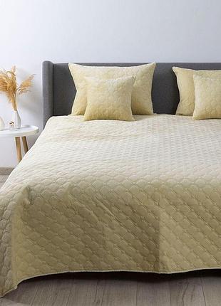 Покривало теп "velour" 220*240 см 1шт (бежевий/ромб круглий)