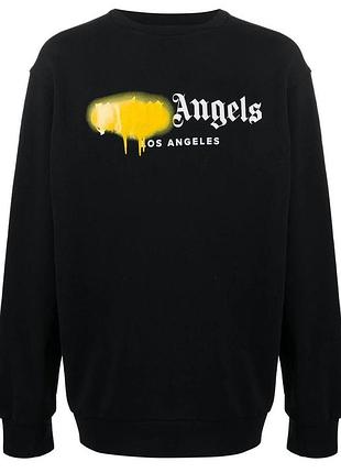 Свитшот чёрный palm angels yelloy spray • кофта палм анжелс s