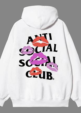 Мужское худи assc anti social social club белое унисекс кофта толстовка l