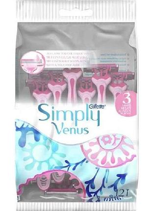 Одноразовые бритвы 12шт simply venus 3 тм venus