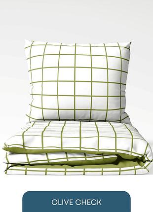 Комплект постільної білизни "теп" полуторний (olive check, 70x70)