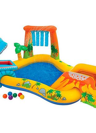 Водний надувний розважальний центр з водоспадом та гіркою intex 57444 dino world від 3 років на 272 л