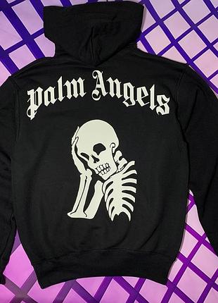 Толстовка чорна palm angels skeleton • • худі палм анжелс s