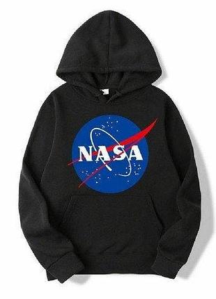 Толстовка чёрная nasa logo | худи насса | кенгуру наса m
