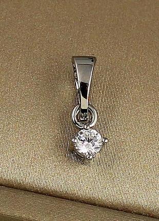 Кулон xuping jewelry білий камінь на чотири кріплення 4 мм сріблястий