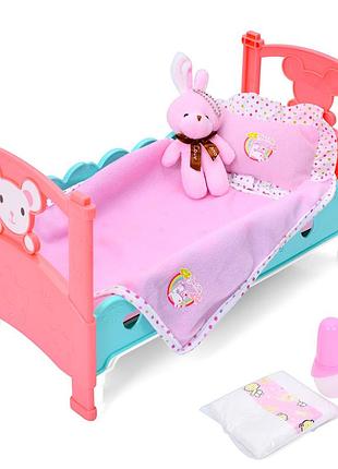Кроватка для пупса с аксессуарами и игрушкой 40 см (m 3836-07)