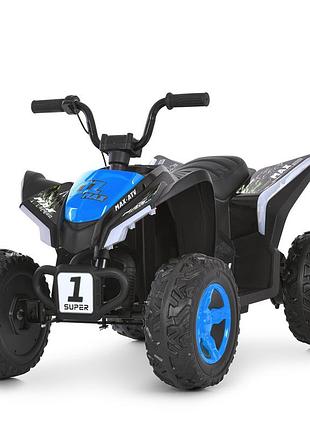 Квадроцикл детский 2 мотора 35w аккумулятор 12v7-9ah mp3 bluetooth usb eva колеса кожаное сиденье синий (m 6283el-4)