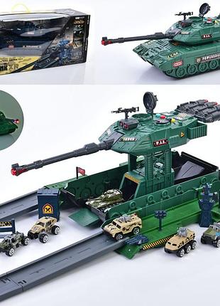 Танк 2в1 (военная база, трек), машинка 6шт tn-1269-69a
