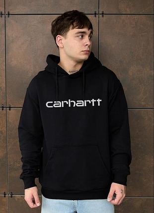 Мужское худи carhartt logo унисекс кофта толстовка кархарт черная s