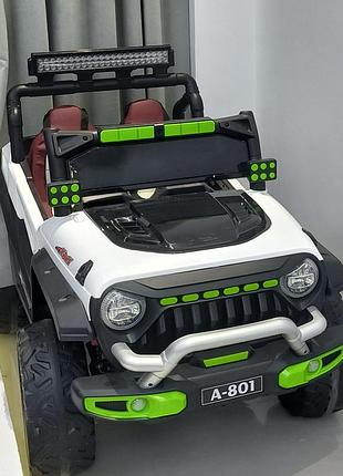 Джип дитячий на радіокеруванні 24v 4 мотори 45w mp3 usb tf bluetooth eva шкіра білий (m 6350eblr-1)