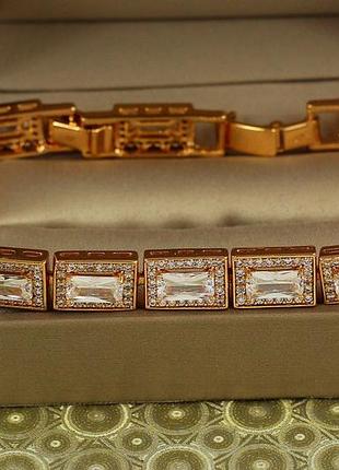 Браслет xuping jewelry прямокутні багети 20 см 8 мм золотистий