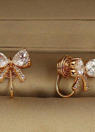 Сережки кліпси xuping jewelry бантики 1,5 см золотисті