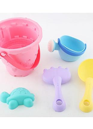 Мягкий набор для песочницы beach toys с ведерком и формочками hg-767