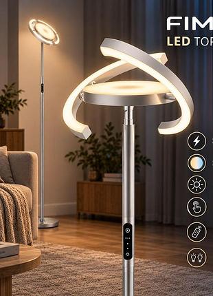 Торшер fimei 36 вт led, 3000–6000k, димер 5–100%, пульт і сенсорне керування, 2 джерела світла, сірий для вітальні