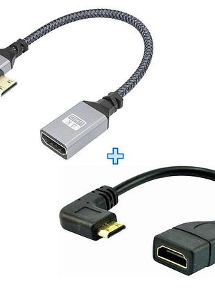 Кабель переходник 4к/1080p mini hdmi - hdmi m/f, right (комплект 2 вида)