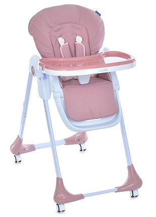 Стульчик для кормления с колесами корзиной экокожа розовый (m 3233l pink)