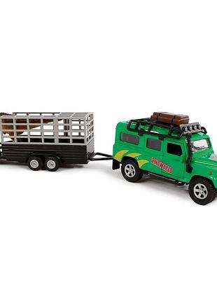 Игровой набор – land rover (с прицепом и динозавром)