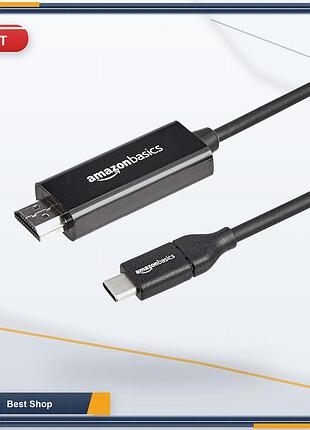 Кабель-адаптер amazon basics usb-c на hdmi для мониторов и телевизоров, 4k 30hz, длина 0.9 м, черный