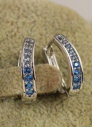 Серьги xuping jewelry сапфировая лагуна 1.6 см серебристые