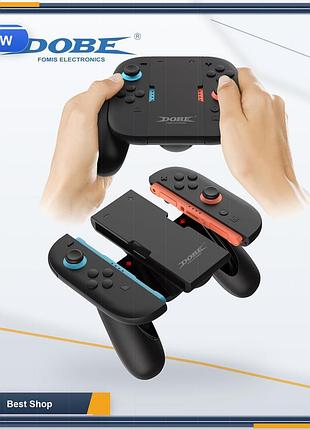 Зарядный грип-контроллер dobe для nintendo switch joy-con, эргономичная ручка-зарядка черного цвета из abs 4