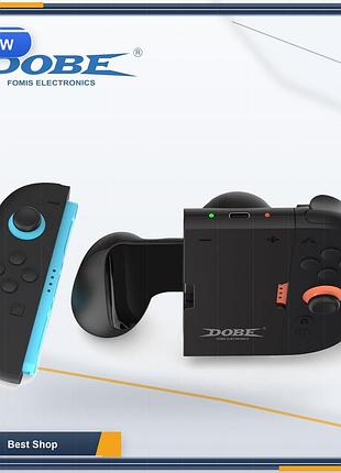 Зарядный грип-контроллер dobe для nintendo switch joy-con, эргономичная ручка-зарядка черного цвета из abs 6