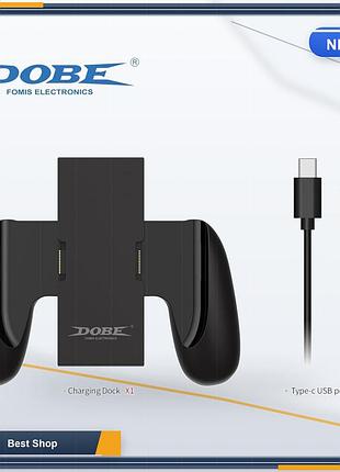 Зарядный грип-контроллер dobe для nintendo switch joy-con, эргономичная ручка-зарядка черного цвета из abs 8