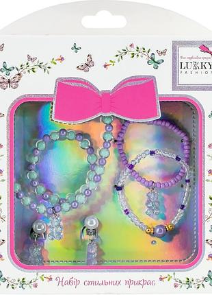 Набор из глазированных бус lukky fashion: ожерелье, 3 браслета и клипсы для ушек gummy bears (t24619)