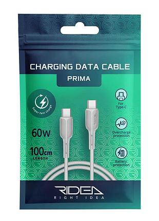 Кабель usb ridea rc-m221 prima 60w type-c to type-c белый (без артикула)