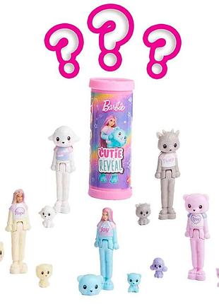 Міні-лялька-сюрприз barbie "cutie reveal" серії "mini barbieland" — м’які та пухнасті (jcr15)