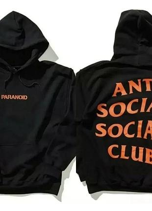 Мужское худи anti social social club assc черное унисекс толстовка кофта l