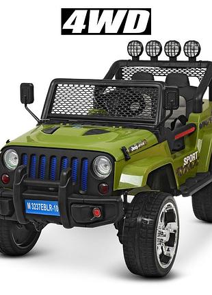Детский электромобиль джип, 4x45w, 2x12v7ah, eva, кожа, mp3/usb, хаки (m 3237eblr-10)