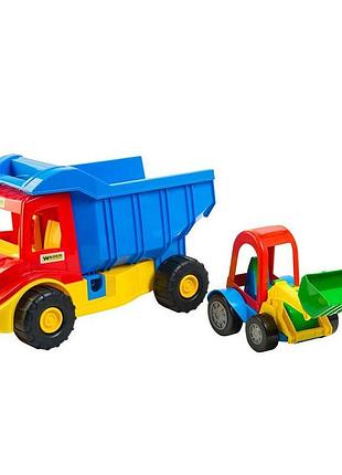 Игрушечная машинка грузовик с трактором multi truck