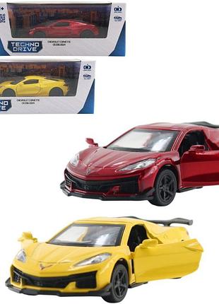 Автомодель chevrolet corvette c8 z06 2024 желтый/красный для детей и коллекции (250310)