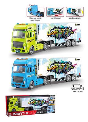 Трейлер rj6676-13 інерція, 41см, 1:18, звук, світло, відчиняються двері, гумові колеса, 2 кольори