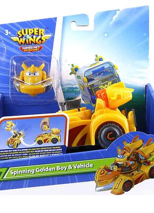 Игровой набор super wings spinning vehicle: золотой мальчик (eu770331)