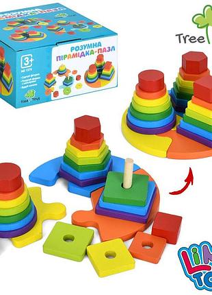 Деревянная игрушка геометрика 24 дет., пирамидка 3 шт. (md 1379)