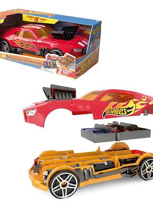 Гоночний автомобіль-гараж 2 в 1 (червоний) hot wheels