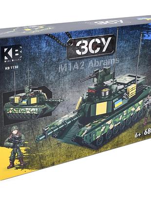 Конструктор военный, танк, m1a2 abrams, фигурки, 681 деталей kb 1136