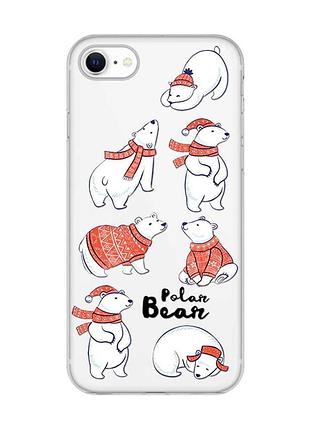 Прозрачный чехол на iphone 7/8/se 2020 мишки (принт 145)