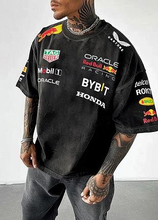 Варена футболка red bull racing vintage acid wash чорний