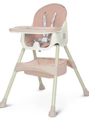 Стульчик для кормления складной с ремнями экокожа розовый (m 4136-2 pink)